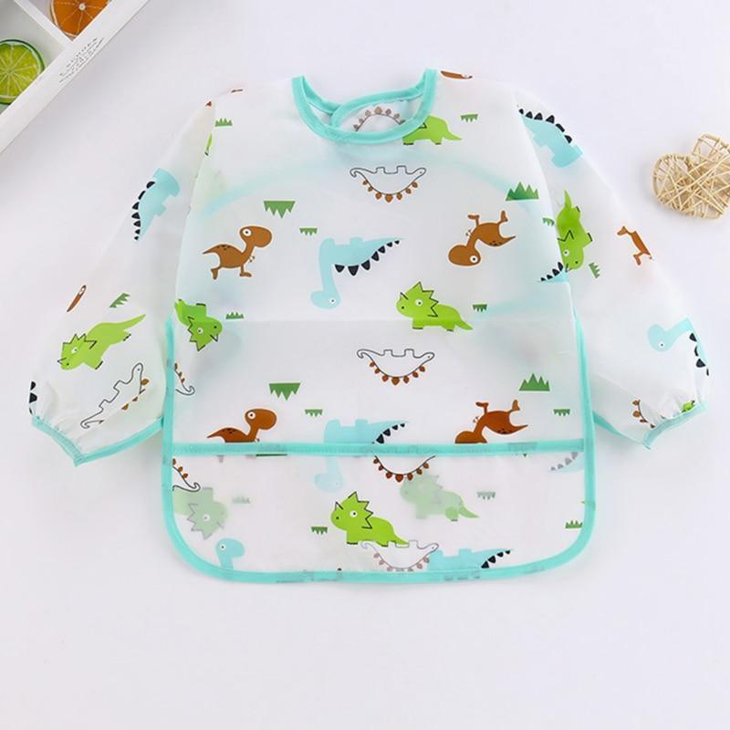 Cute Cartoon Print Baby Waterproof Long Sleeve Apron Children Feeding Smock Bib Baby Accessories