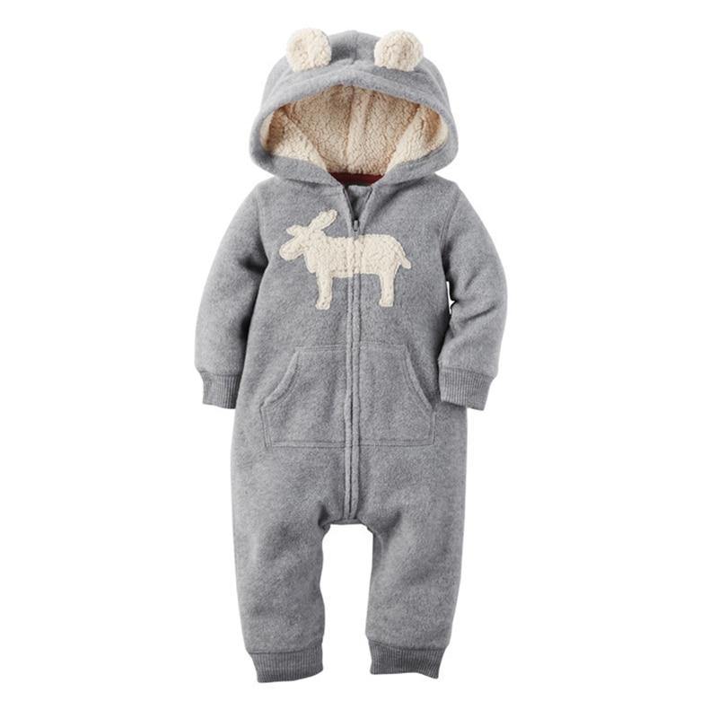 Modern Popular Fashion Newborn One Piece Fleece Hooded Jumpsuit Long Sleeved Baby Body suits Romper For Girls and Boys Kids