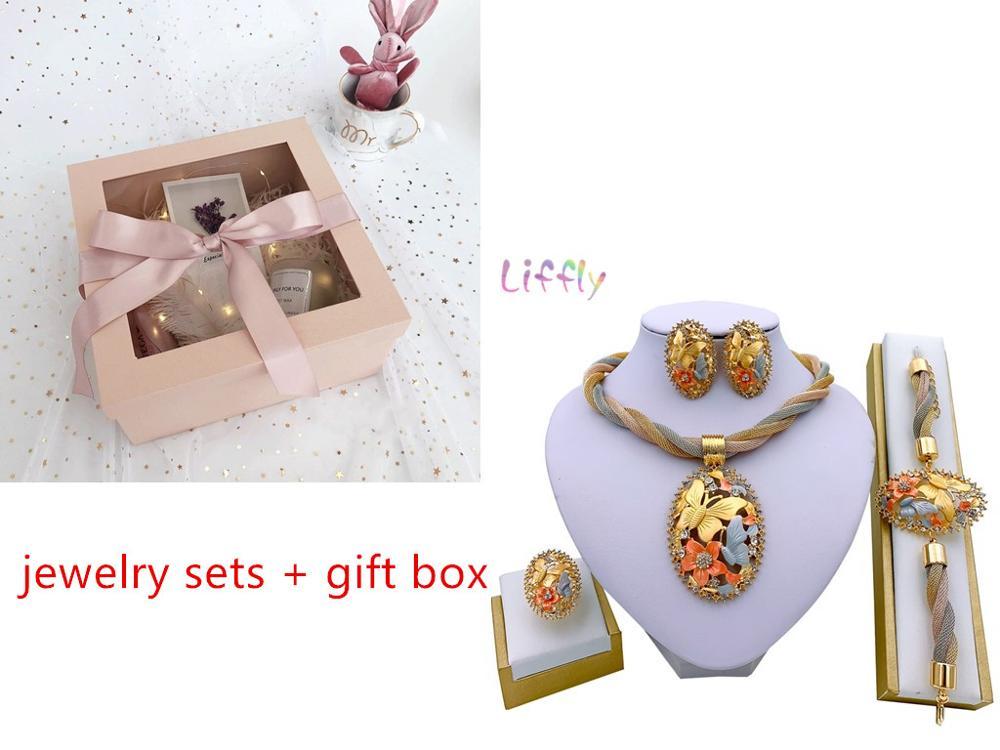 Jewelry Charm Women Necklace Earrings  Gold Jewelry Sets for Women Wedding Bridal Bracelet Ring Pendant Jewelry Set