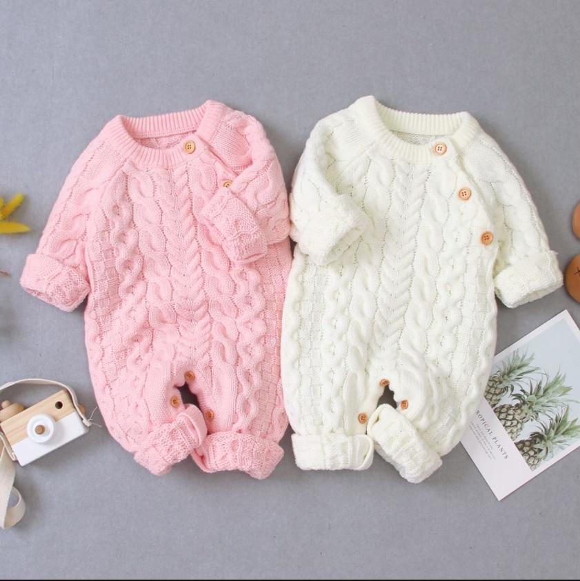 Handmade Knitted Baby Clothes Long Sleeve Newborn Baby Romper Winter Spring Baby Girl Romper Jumpsuit For Boys and Girls