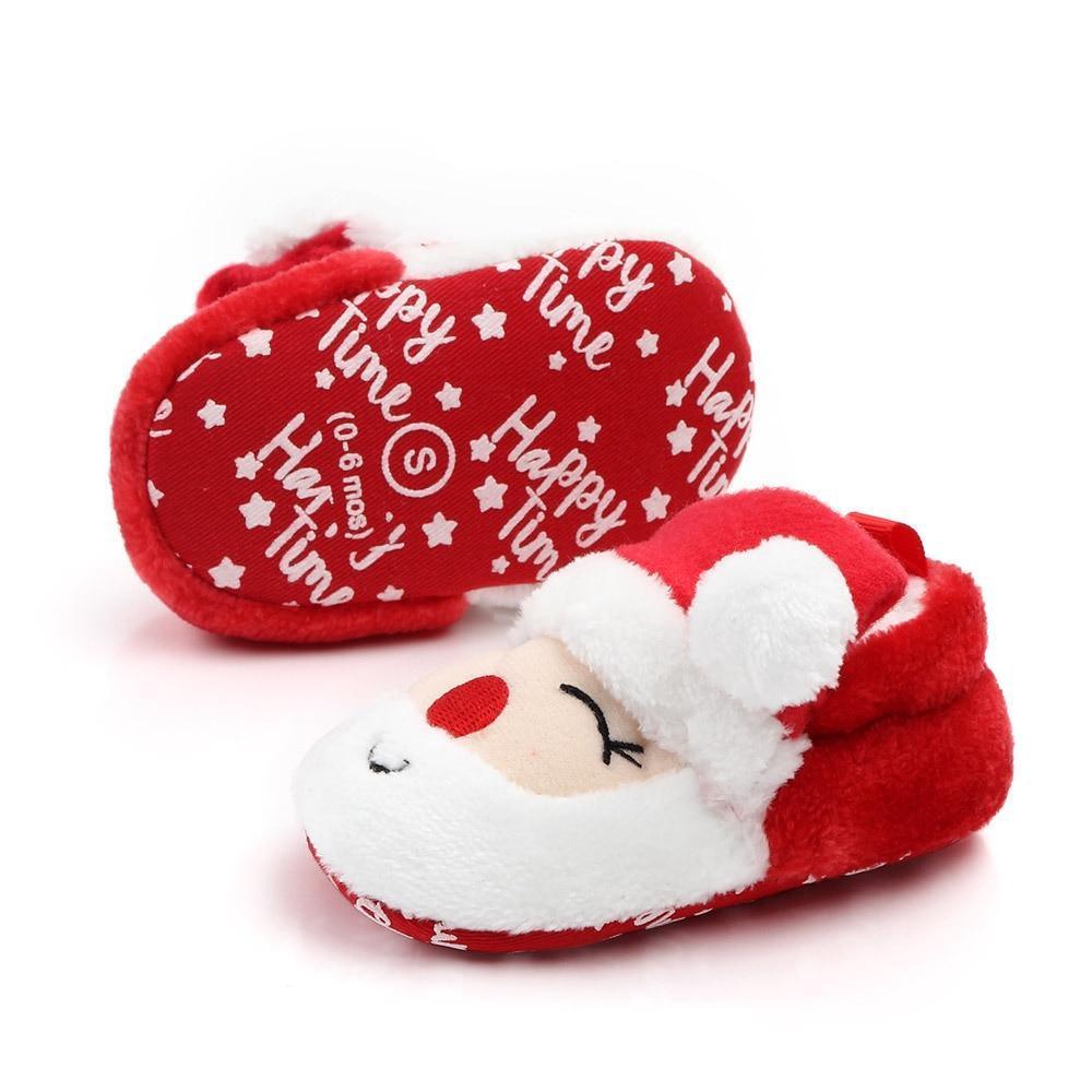 Unisex Baby Shoes Baby Boys Girls Winter Warm Santa Claus First Walkers Cute Christmas Baby Boots