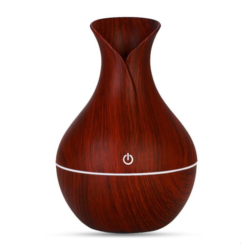 Essential Oil Diffuser 130ml Wood Grain Vase-Shaped  Aromatherapy Cool Mist Humidifier With 7 Colors LED Lights & Waterless Auto Shut-Off For Home Office