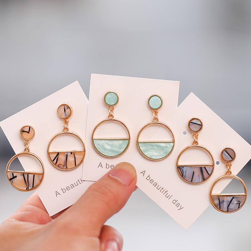 Modern Women's Earrings Color Metal Simple Charm Hollow Geometric Pendant For Winter Jewelry Lover Gift