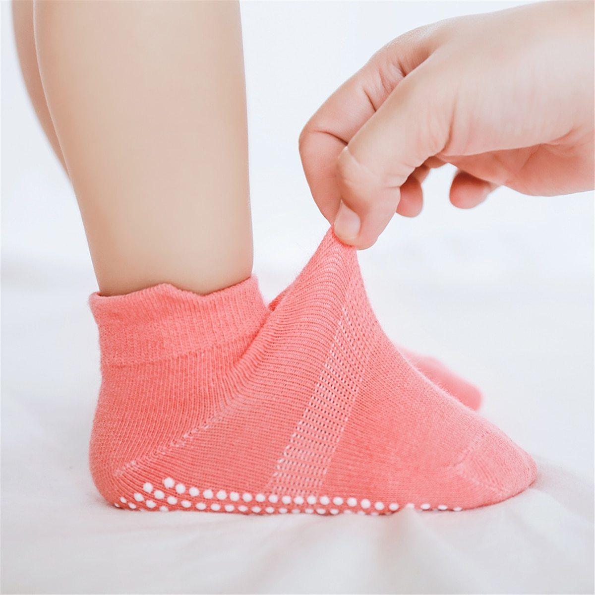 6 Pairs Cotton Baby 's Non-slip Boat Low Cut Floor Socks With Rubber Grips For Boys & Girls Sock