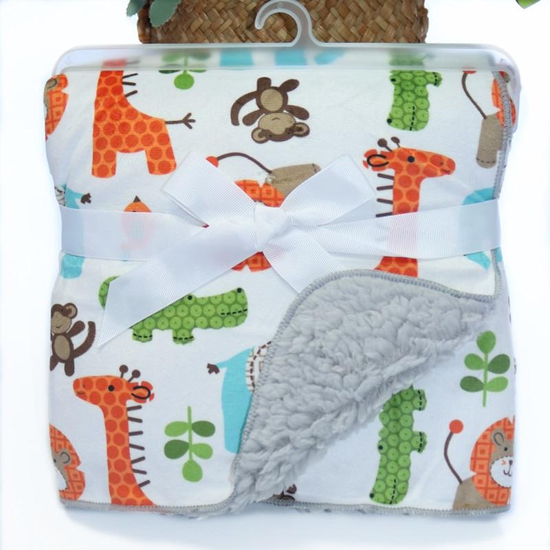 Baby Blankets New Layer Coral Fleece Infant Swaddle  Wrap Owl Printed Newborn Baby Bedding Blanket