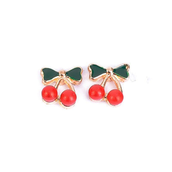 Unique Fashion Red Cherry Gold Drop Earring and Sweet Fruit Long Crystal Earrings for Women and Girls In Modern Jewelry Style