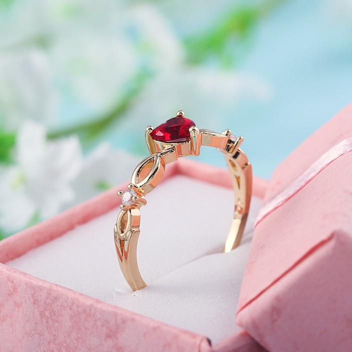 Simple Heart Ring For Women Female Cute Finger Rings Romantic Birthday Gift For Girlfriend Fashion Zircon Stone Jewelry Design