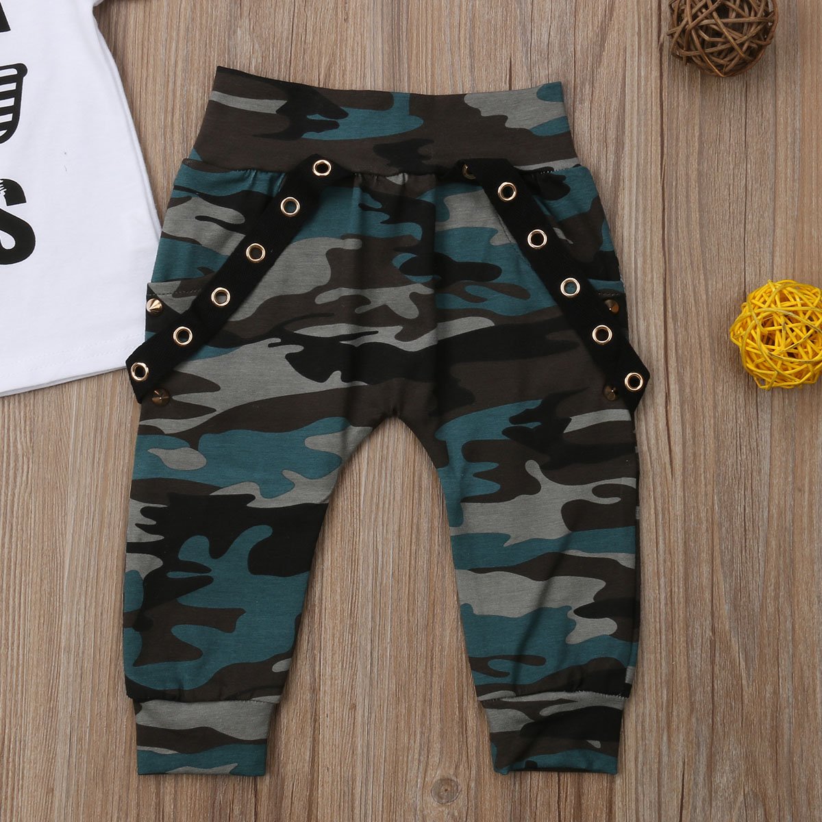 Hip Hop Short Sleeve Summer Toddler Infant Like A Boss Letter Tops T-Shirt and Pants Set For Baby Boy Kids In Military Style