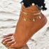 Gold Metal Shell Coconut Tree Female Anklets Barefoot Sandals Foot Summer Double Layers  Foot  Bracelets Leg Jewelry