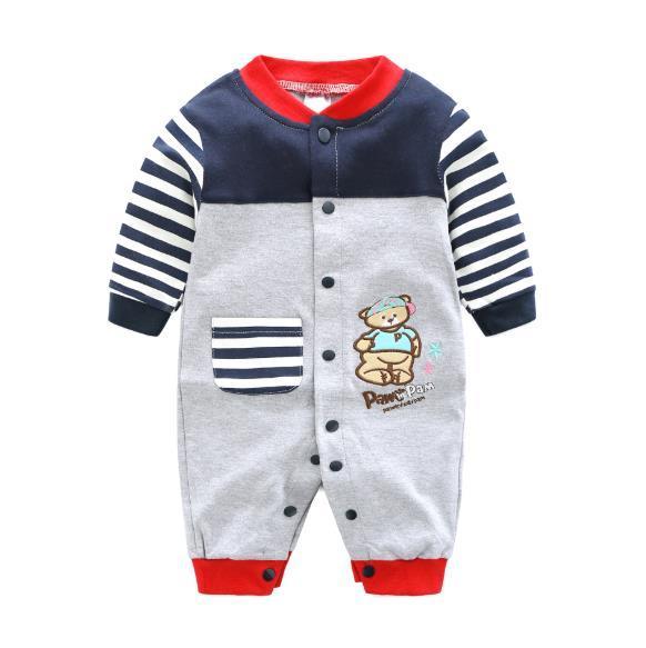 Modern Printed Jumpsuits Gentleman Autumn Long Sleeves Rompers Cotton Baby Clothes for Boys and Girls Outfits Style