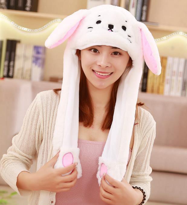 Modern Elegant Winter Interesting Girls Animals Ear Moving Jumping Hats Children and Adults Women Warm Rabbit Winter Caps In Modern Design