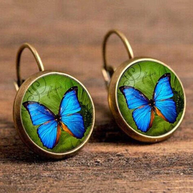 Handmade Boho Flower Drop Earrings For Women Vintage Jewelry Geometric Pattern Round Earrnings