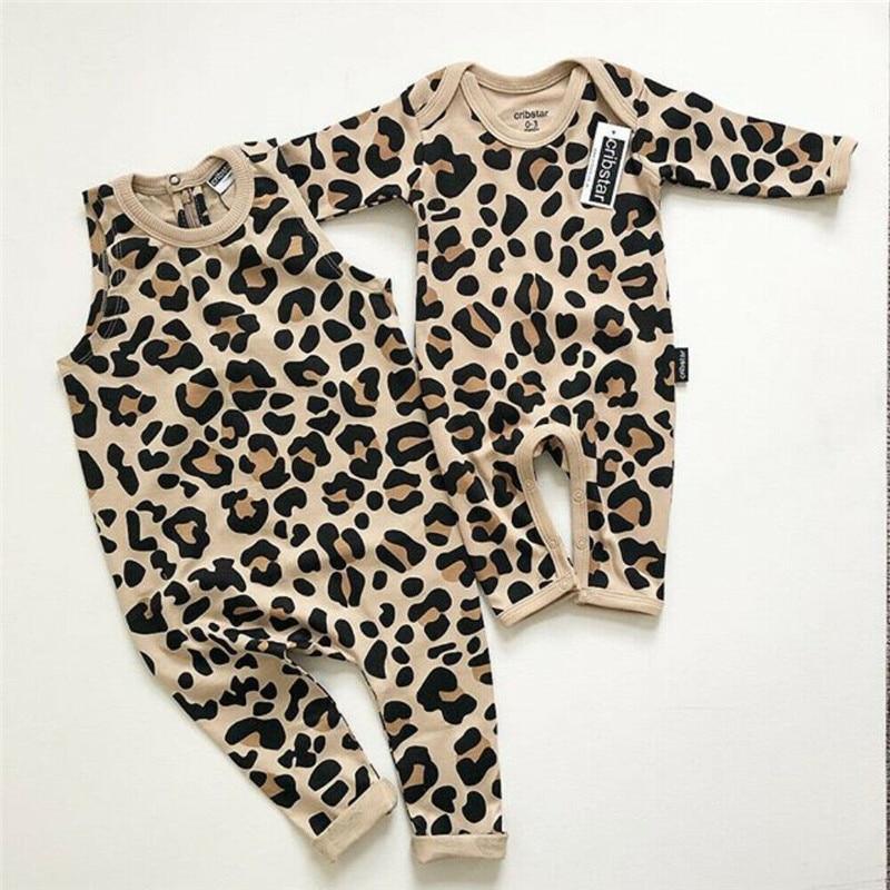 Newborn Baby Girl/ Sleeveless/ Long Sleeve Leopard Romper Jumpsuit Outfit For Babies In elegant Modern Deisgn