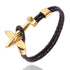 Stainless Steel Gold Aviation Airplane Anchor Bracelets For Men and Women In Retro Leather Bracelet Air Force Style Homme Jewelry Style