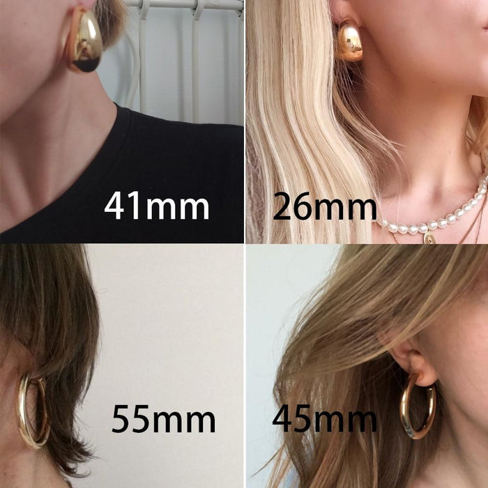Street Style Hoop Chunky Gold Small Big Hoop Earrings For Women In Punk Metal Gold Circle Earrings Style In New Luxury Trend