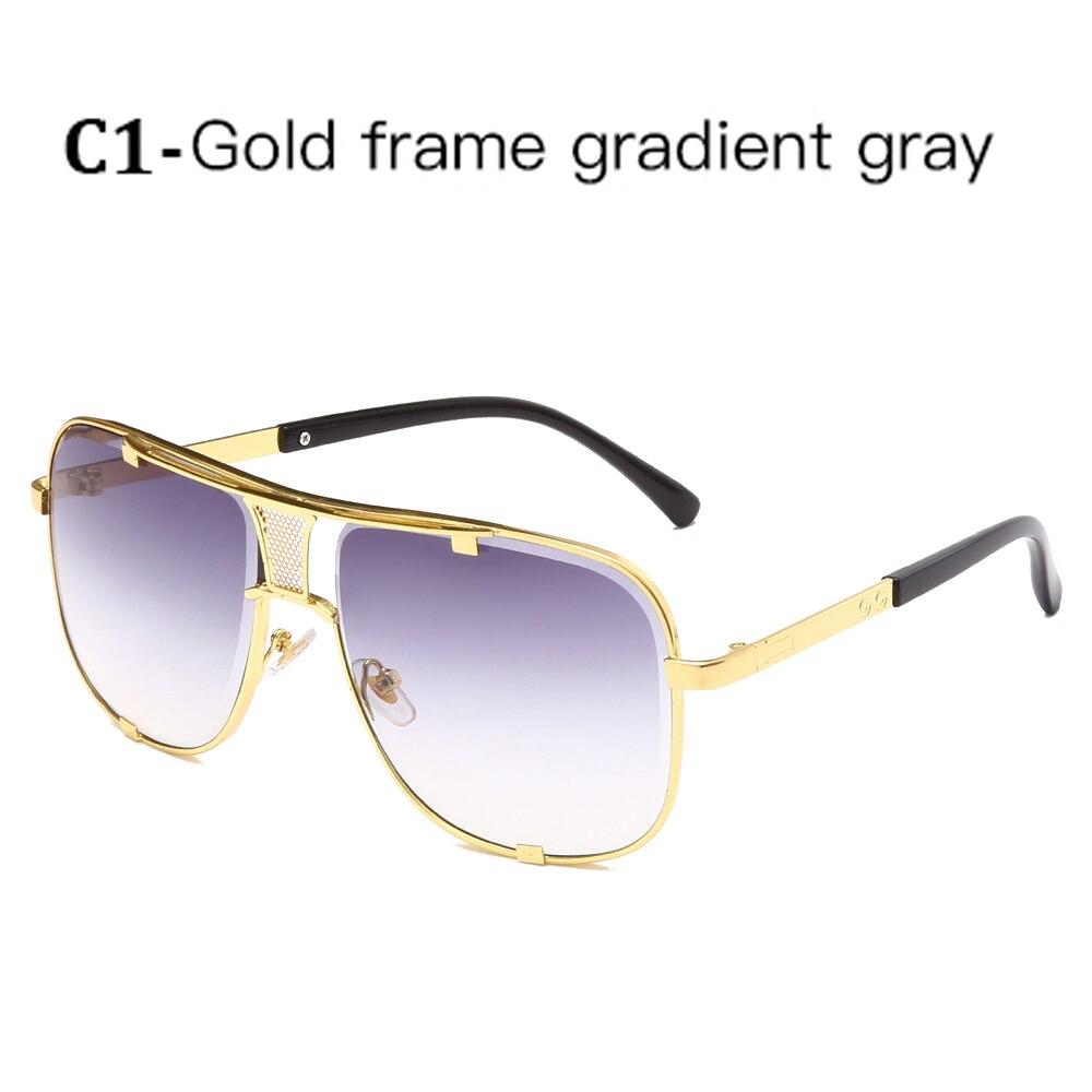 Modern Luxury Fashion Metal Gradient Square Big Frame Men's Sunglasses Brand Design Driving Sunglasses Retro Glasses Oculos De Sol