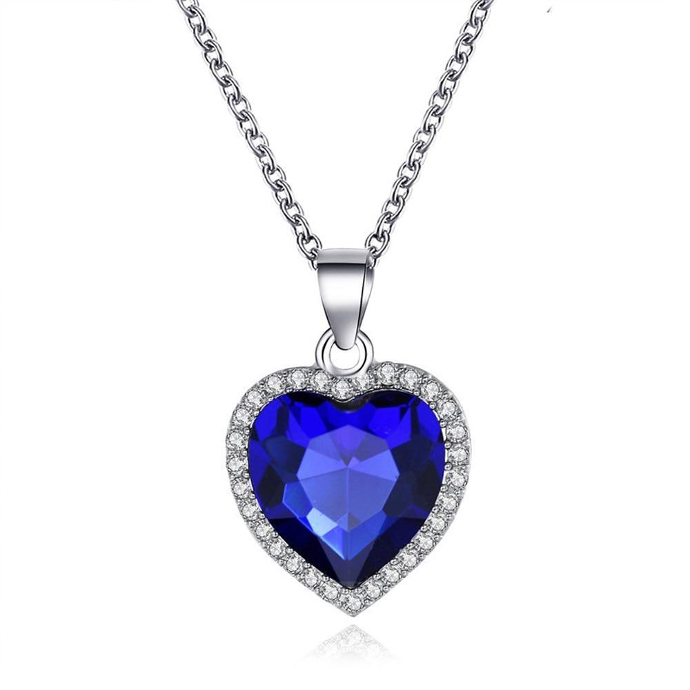 New Arrival Titanic Heart Of Ocean Blue Heart Love Forever Pendant Necklace For Women In Fashion Jewelry Gift Design