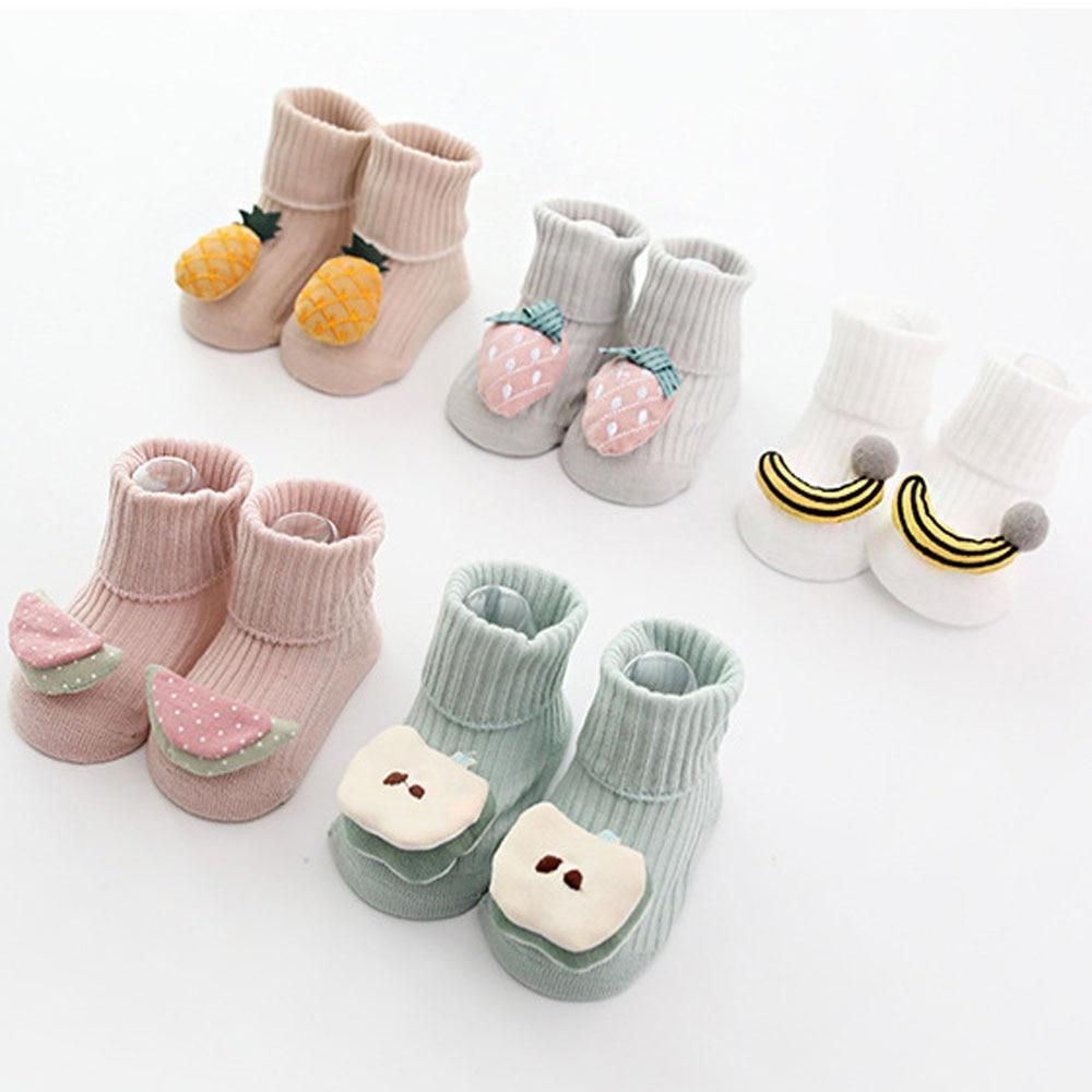 Fluffy Cotton High Quality Baby Socks Cartoon Fruit Print Rubber Anti Slip Infant Socks For Children Boys And Girls Great Gift