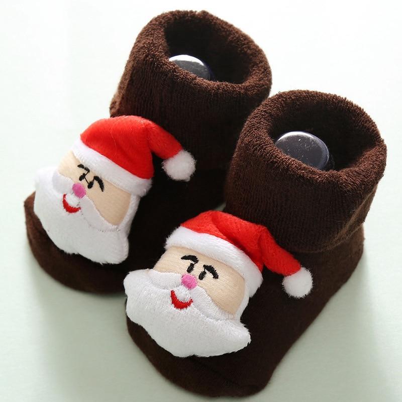 Luxury Modern Christmass Children's Socks With  Doll Baby Keep Warm Elk Non-Slip Socks Newborn For Infant Toddler Kids