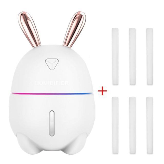 300ML Mini Air Humidifier Cute Rabbit USB Aroma Essential Oil Diffuser Colorful Night Light Car Office  Mist Maker