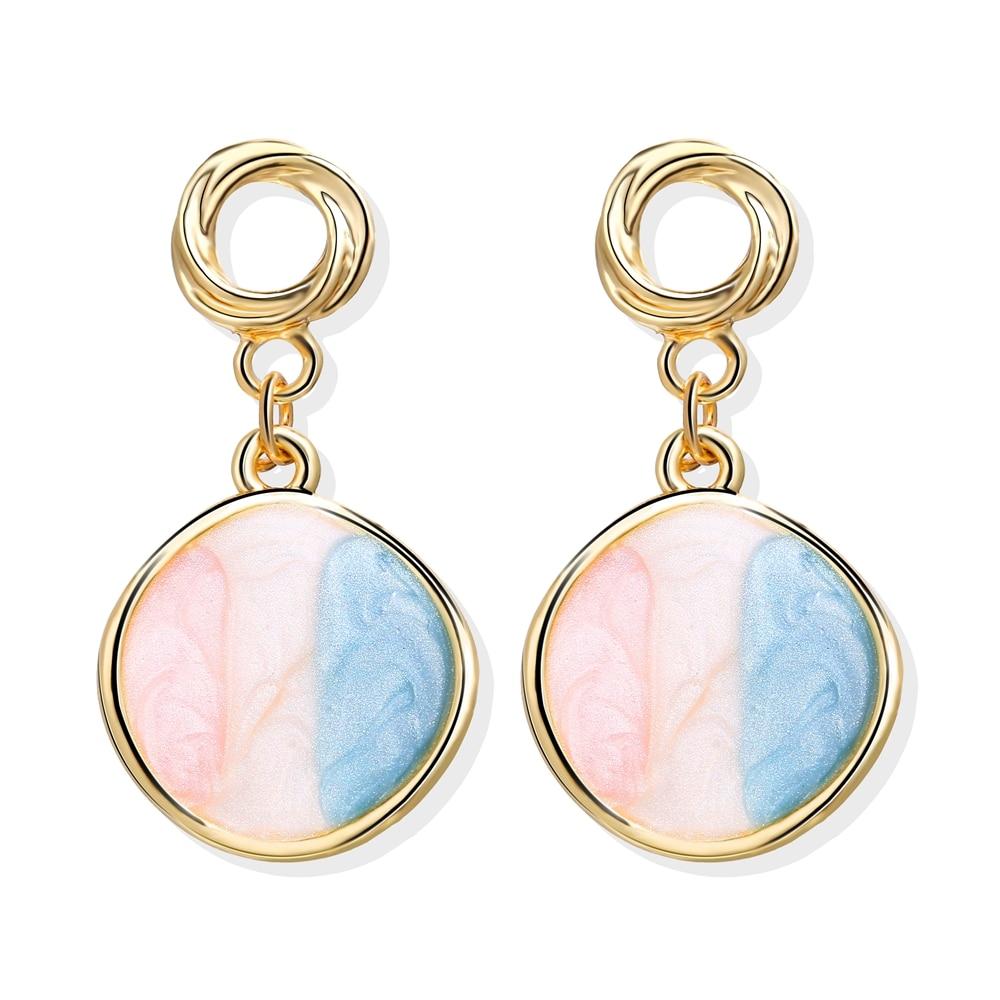 New Luxury Elegant Geometric Shell Dangle Earrings For Women In Round Small Drop Design