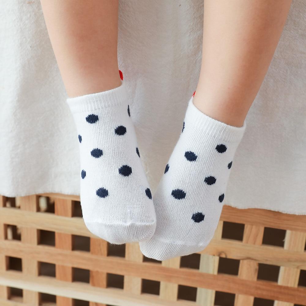 5 Pairs Cotton Mesh Cute Lovely Short Baby White Comfortable Sock With Red Heart For Girls And Boys