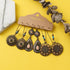 Handmade Vintage Elegant Natural Wood Drop Earrings Set For Women In Fashion Design