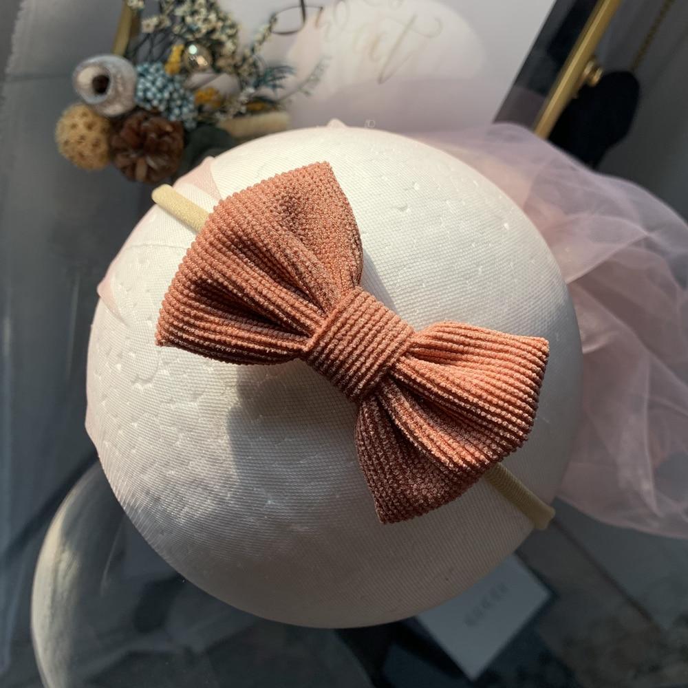 Baby Headband Bow Headbands For Girl Corduroy Head Band Thin Nylon Hairband Newborn Kids Hair Accessories Bow For Kids