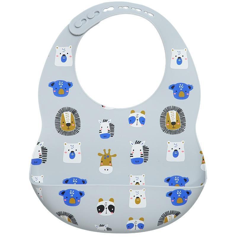 Cartoon Printed Adjustable Waterproof Silicone Feeding Bib Burp Cloth for  Baby