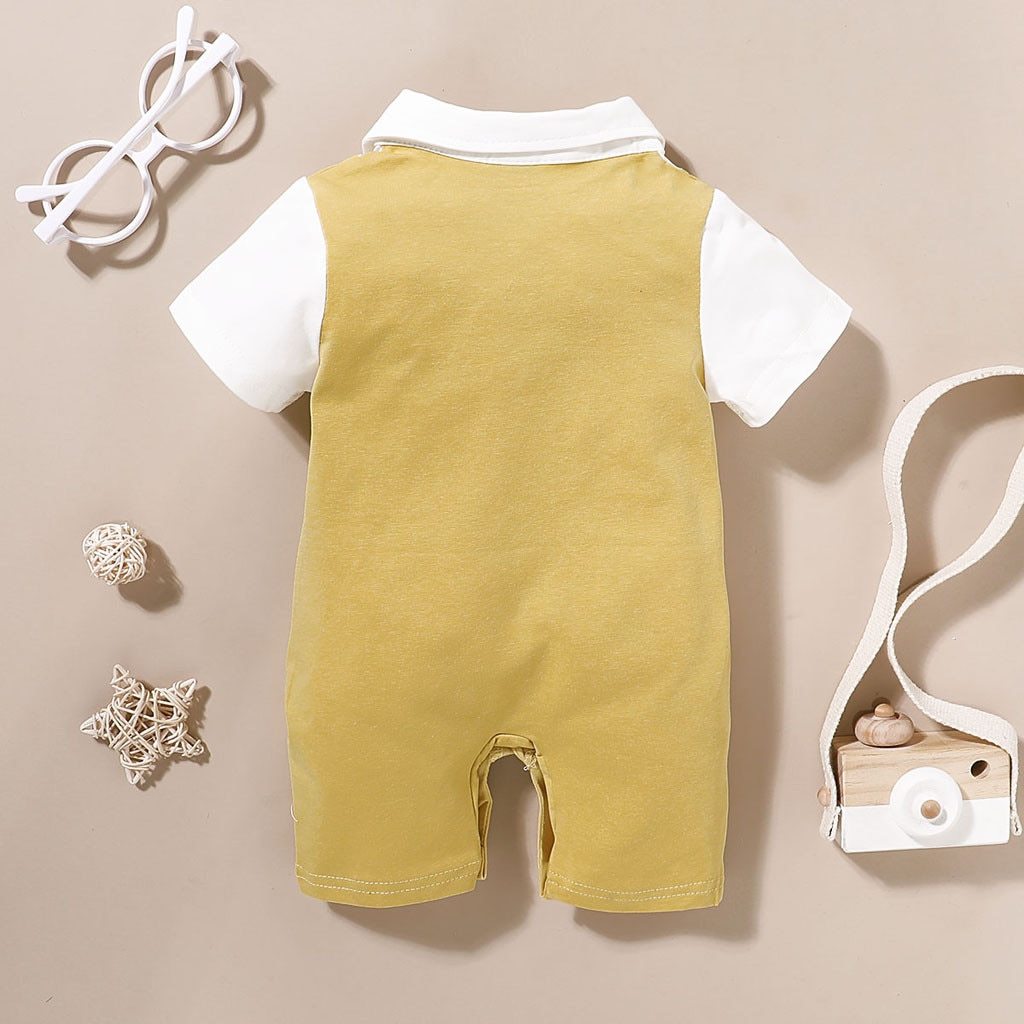 Luxury Modern baby Suit New boy's Jumpsuit Baby Short-sleeved Gentleman Suit Tie Robe summer Suit For Birthday and Party