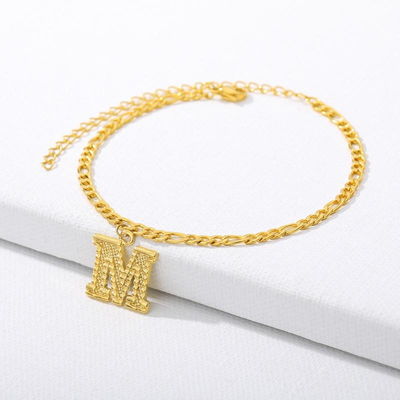 Luxury Anklets Letter Bracelets For Women Stainless Steel Alphabet Ankle Bracelet  Gold Chain Foot Jewellry