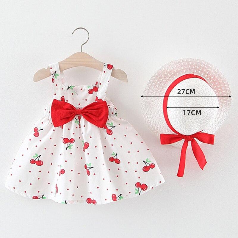 Modern Baby Newborn Toddler Girls Summer Tutu Dress With Printing Princess Dresses Sundress And Hat