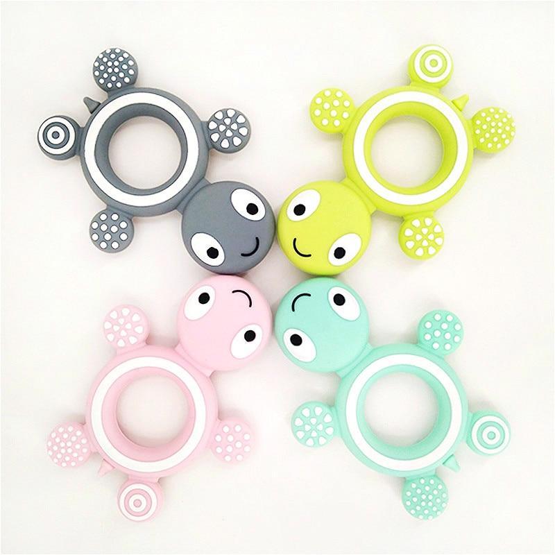 Baby Silicone Teethers Food  Cute Turtle Tiny  Teething Baby Shower Gifts Cartoon Animals Teether