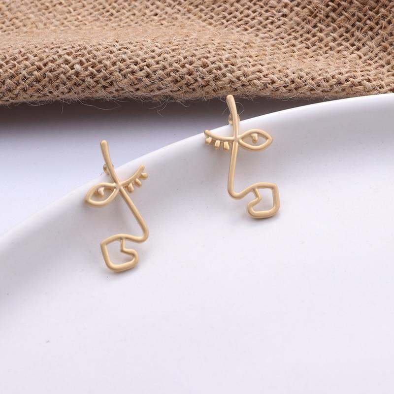 Modern Fashion Korean Luxury Metal Gold Color Stud Earring Elegant Simple Geometric Camber Circle Fine Knot Face Matte Irregular Ellipse Women Girl Jewelry