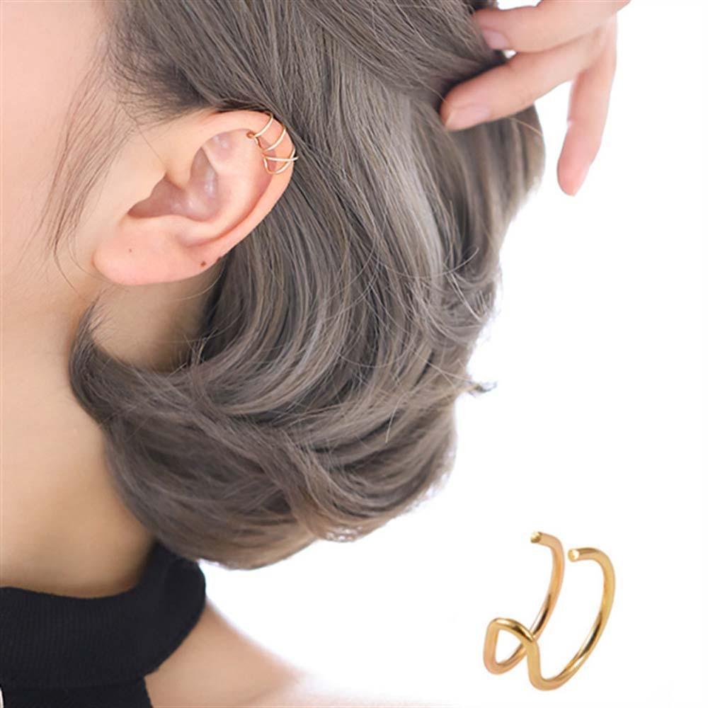 Luxury Gold Leaves Non-Piercing Ear Clips Fake Cartilage Earring  For Women and Men