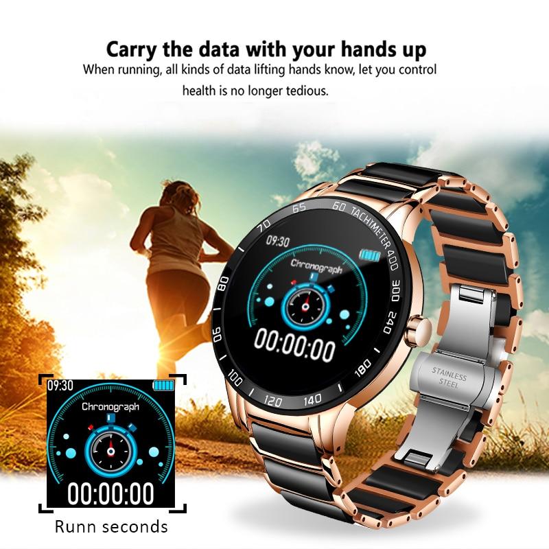 Luxury Ceramic Elegant Unisex Smart Watch With Heart Rate Monitor and Blood Pressure Fitness tracker Ceramic strap Sport Watch With Waterproof Protection