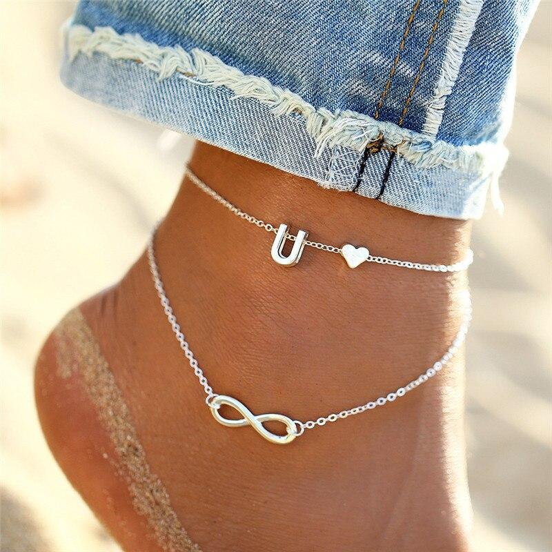 Summer Jewelry Leg Bracelets For Women Foot Jewelry Silver Color Feet Chain