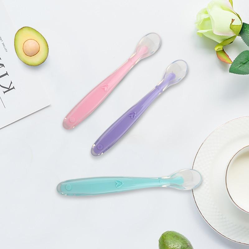 New Baby Soft Silicone Spoon Temperature Sensing Spoon Children Food Baby Feeding Tools Unique Design Perfect For Parents