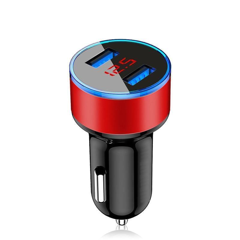 LED Display 3.1A Dual USB Car Charger Universal Mobile Phone Aluminum Car-Chargers