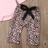 Newborn Baby Girl Clothes Fly Sleeve Knitting Cotton Romper Tops Leopard Print Long Pants Headband 3Pcs Outfits Clothes