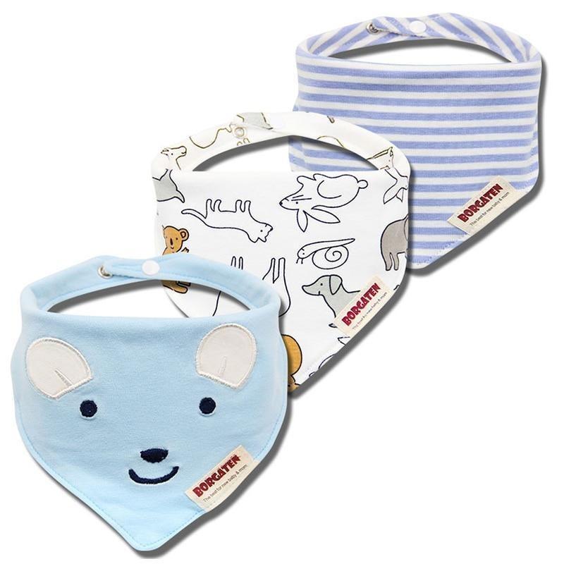 3PCS Comfortable Waterproof Organic Cotton Baby Burp Cloth Bandanna Scarf Bibs For Newborn Baby Boy And Girl