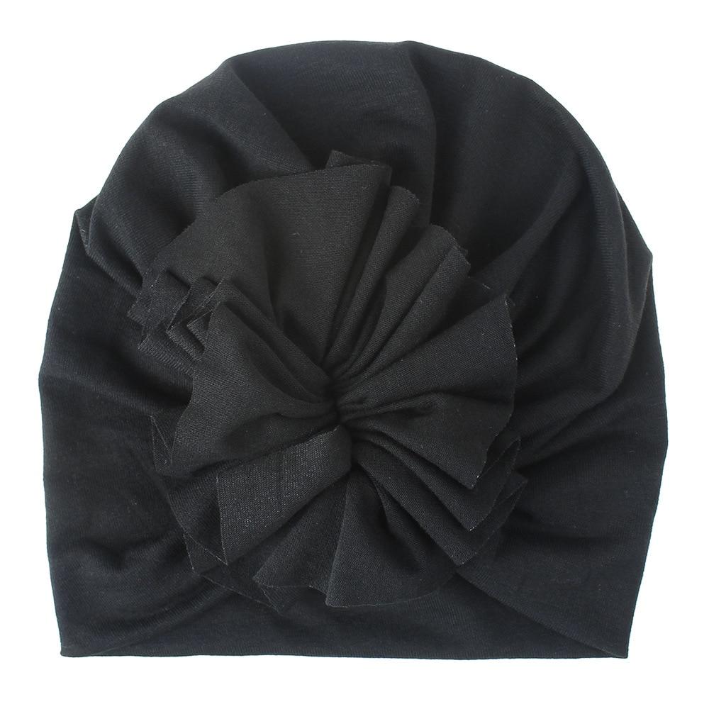 Handmade Pleated Flower Babies' Knitted Cotton Cloth Turban For Baby Girls In Elegant Style