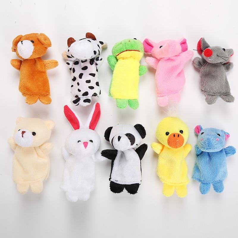 10pcs Cartoon Plush Toys Boy Girl Finger Puppet Cartoon Animal Child Cute Finger Puppet Dolls Telling Stories To The Baby and Kids