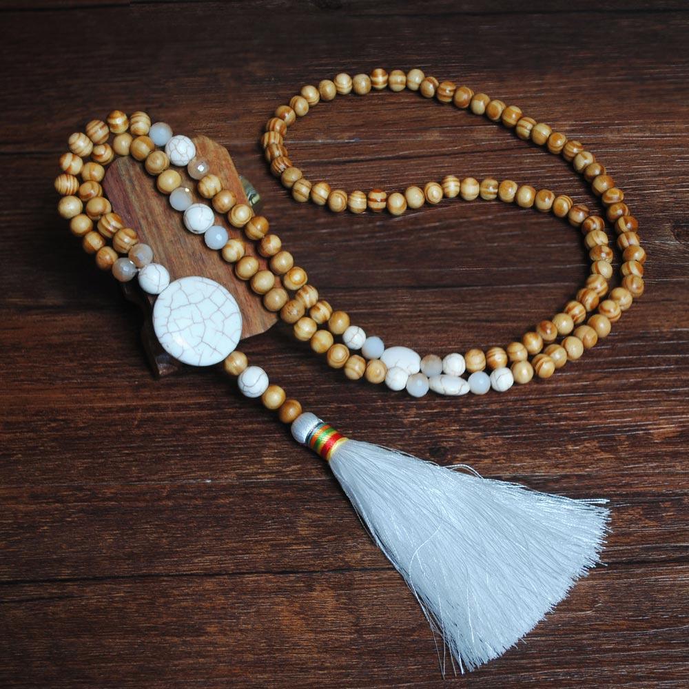 New Modern Bohemian Necklace Luxury Handmade Stones Tassels Elegant Wood Beads Amazing Necklace Long For Women Jewelry Gifts