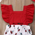 Newborn Baby Girl Clothes Ruffle Backless Cherry Romper  Headband Outfit Baby Girl Summer Clothes In Modern New Style