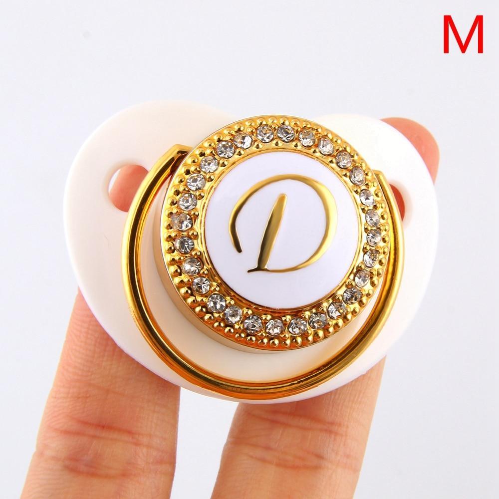 Modern Luxury Diamond Transparent Baby Pacifier Luxury Initials Letter D Bling Pacifier Rhinestone For Baby