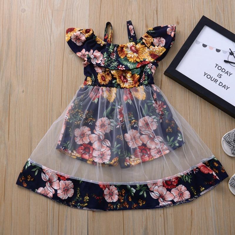 Modern colorful Floral Design Girl Princess Strapless Girls Dresses Summer Dress For Birthday And All Occasion