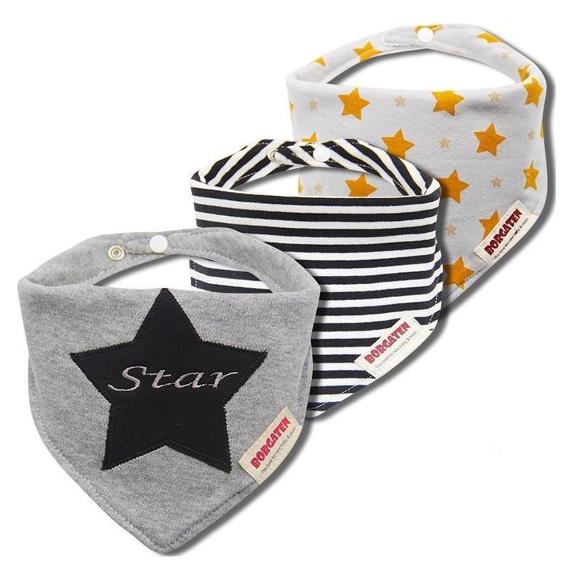 3PCS Comfortable Waterproof Organic Cotton Baby Burp Cloth Bandanna Scarf Bibs For Newborn Baby Boy And Girl