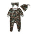 Newborn Baby Girls Boys Camouflage Military Deisgn Romper Infant Cute Zipper Casual Jumpsuit Hairband Hat Set Clothes For Girls And Boys