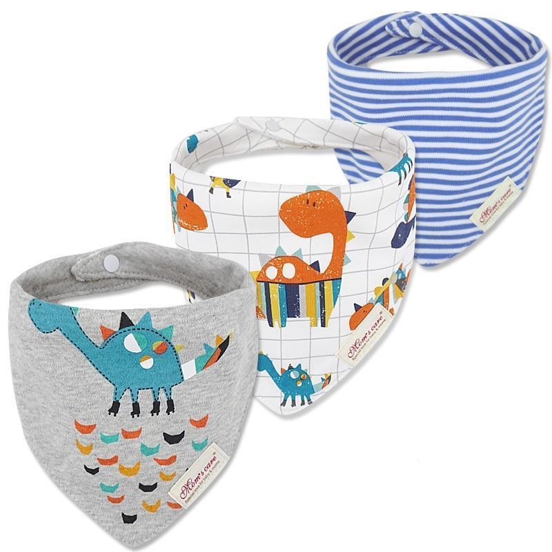 Moder 3PCS Baby Bibs Bandanna Lot Cotton Multi-style Triangle Cartoon For Infant Boys And Girls